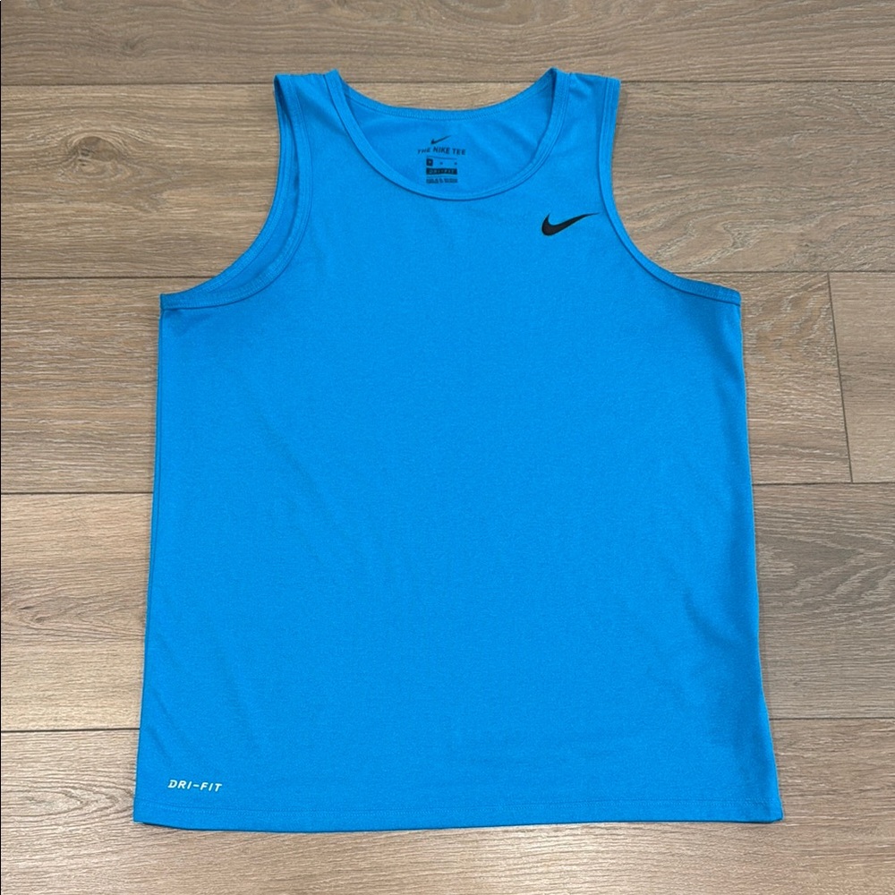 NIKE‎ Teal Blue The Nike Tee Dri-Fit Sleeveless Polyester Active Tank Top Size M